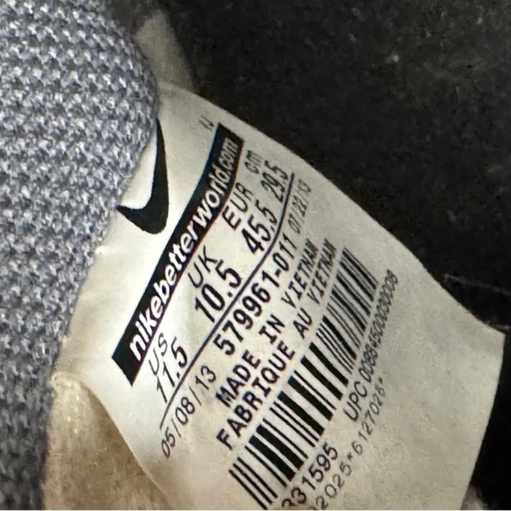 NIKE Air‎ Flight 2013, Men's Size 11.5 Mid Grey/White Shoe, 579961-011
